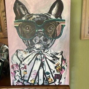 Gucci Frenchie Art Canvas 18 x 26 Like New